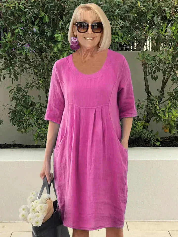 Mia | Elegant Relaxed Pocket Midi Casual Dress