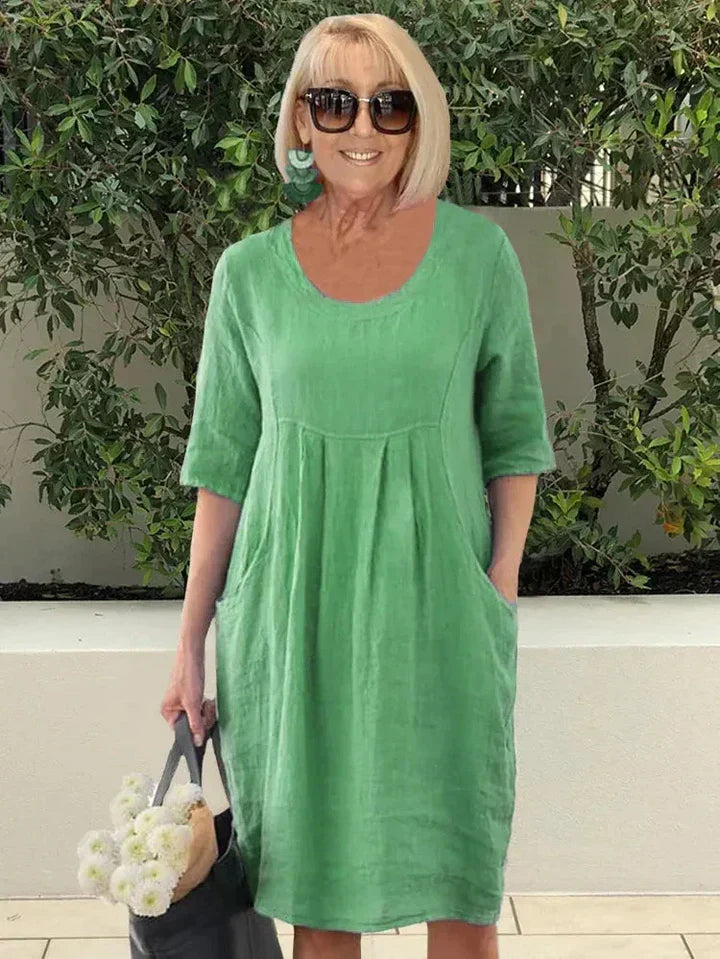 Mia | Elegant Relaxed Pocket Midi Casual Dress