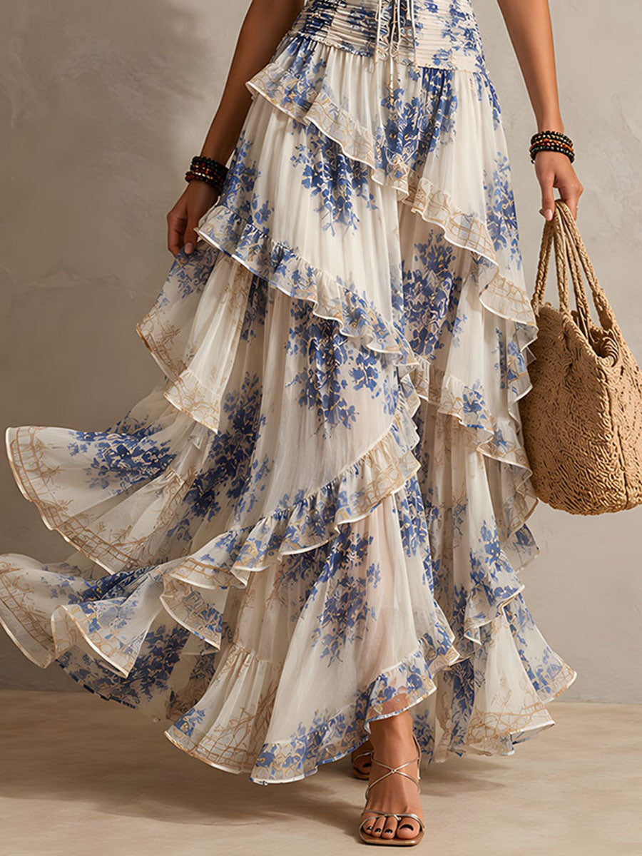 Mia | Floral Tiered Ruffle Maxi Summer Dresses