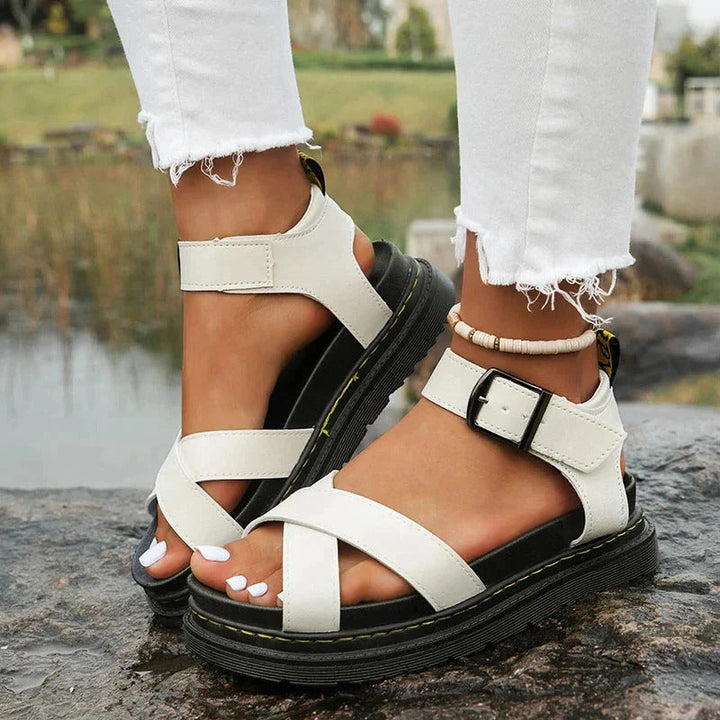 Mila | Chic Chunky Sandals with Cross Strap Platform Sole