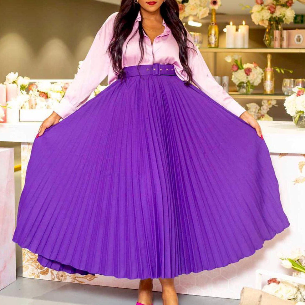 Mila | Classic Pleated Belted Midi Skirt