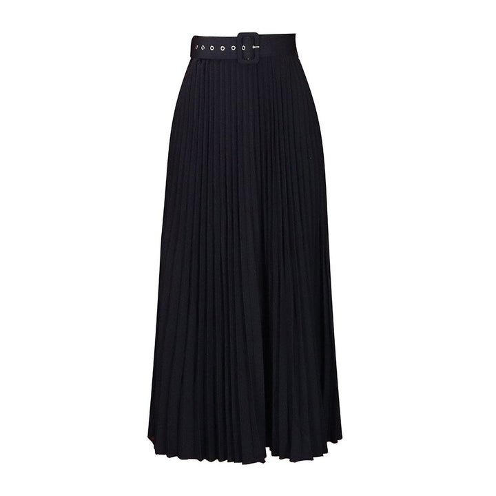 Mila | Classic Pleated Belted Midi Skirt