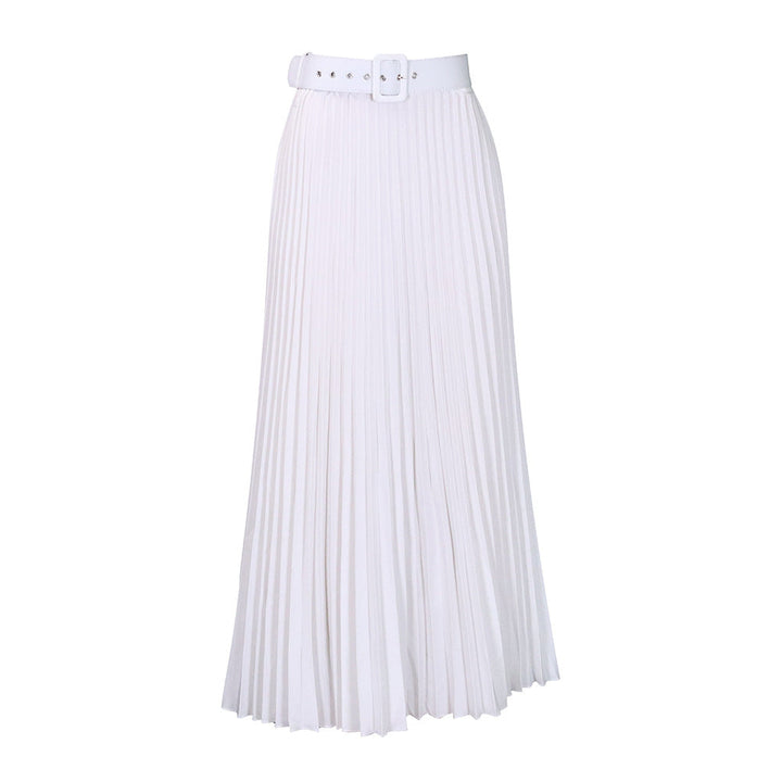 Mila | Classic Pleated Belted Midi Skirt
