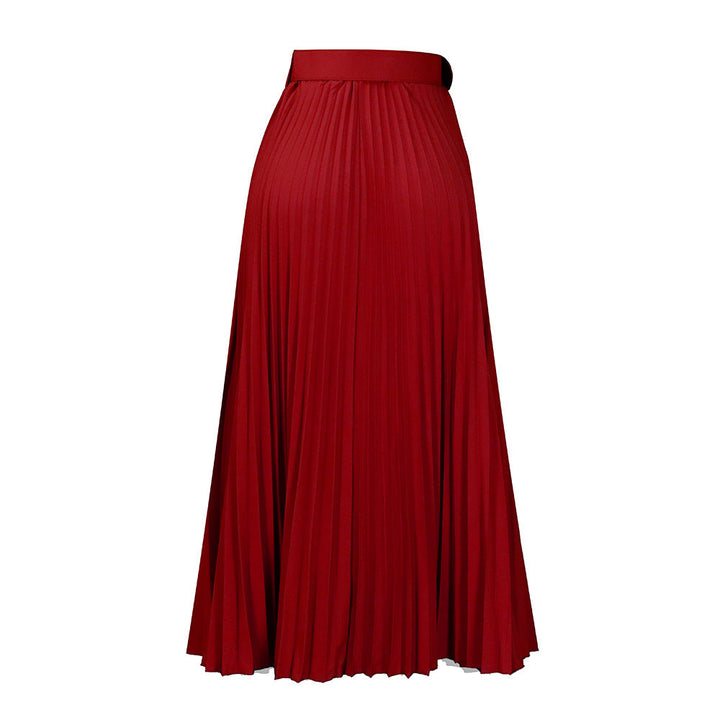 Mila | Classic Pleated Belted Midi Skirt