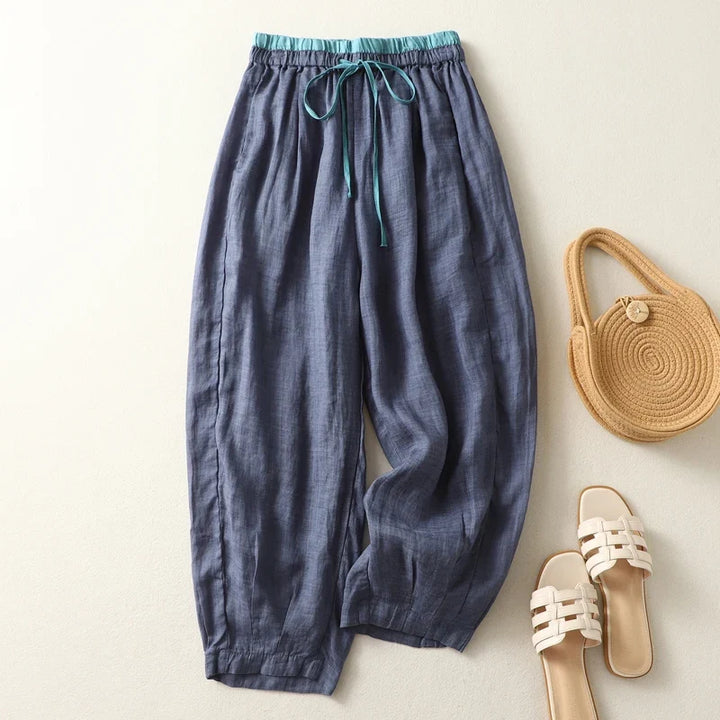 Mila | Elegant Drawstring Harem Linen Pants