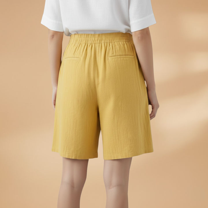 Mila | Polished Wide Leg Linen Shorts with Elastic Waist