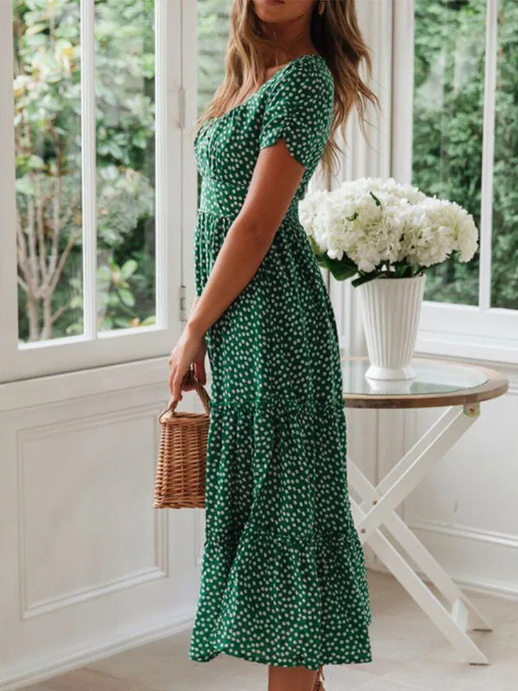 Mila | Refined Floral Tiered Midi Summer Dresses