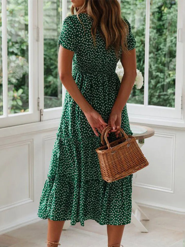 Mila | Refined Floral Tiered Midi Summer Dresses