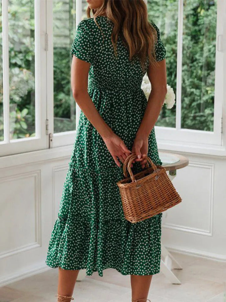 Mila | Refined Floral Tiered Midi Summer Dresses