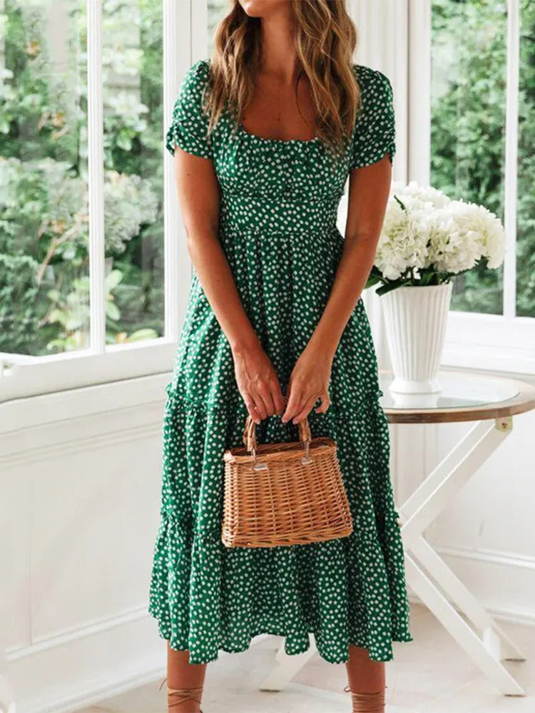 Mila | Refined Floral Tiered Midi Summer Dresses