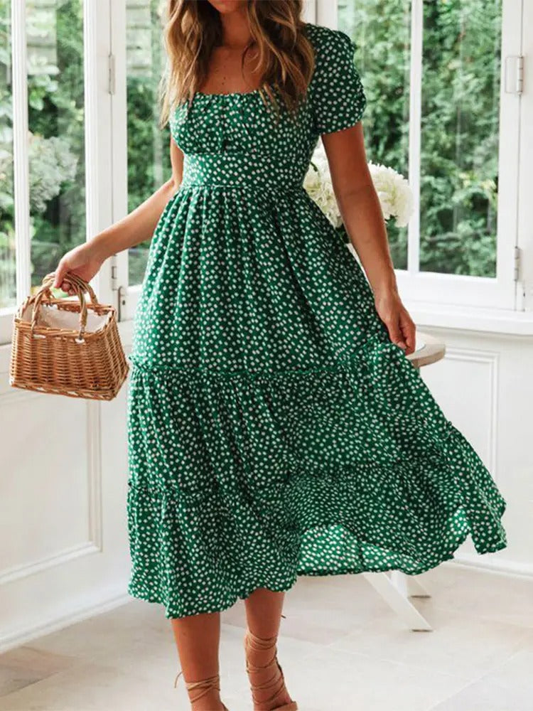 Mila | Refined Floral Tiered Midi Summer Dresses