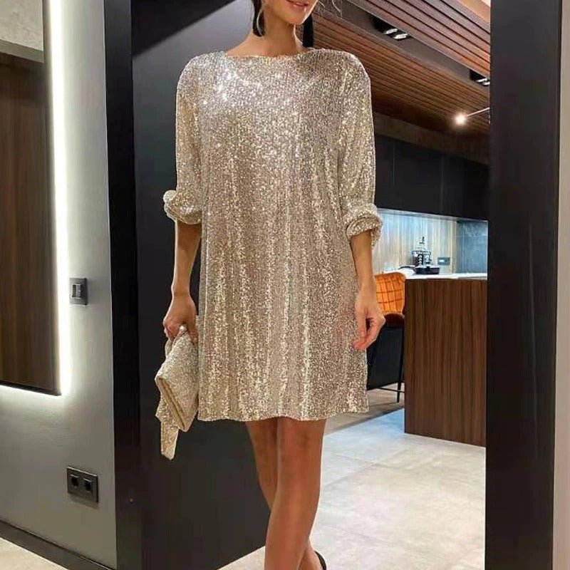 Mila | Relaxed Sequin Off-Shoulder Christmas Party Dress