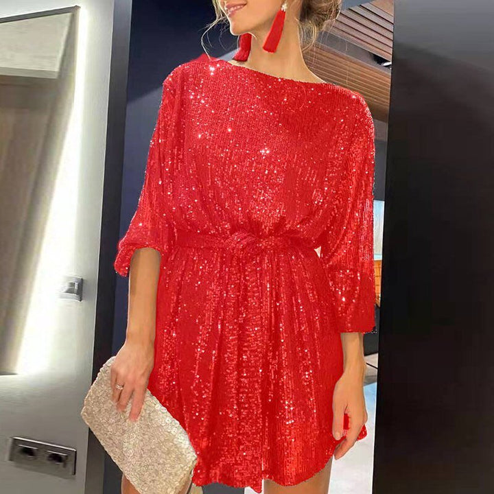 Mila | Relaxed Sequin Off-Shoulder Christmas Party Dress