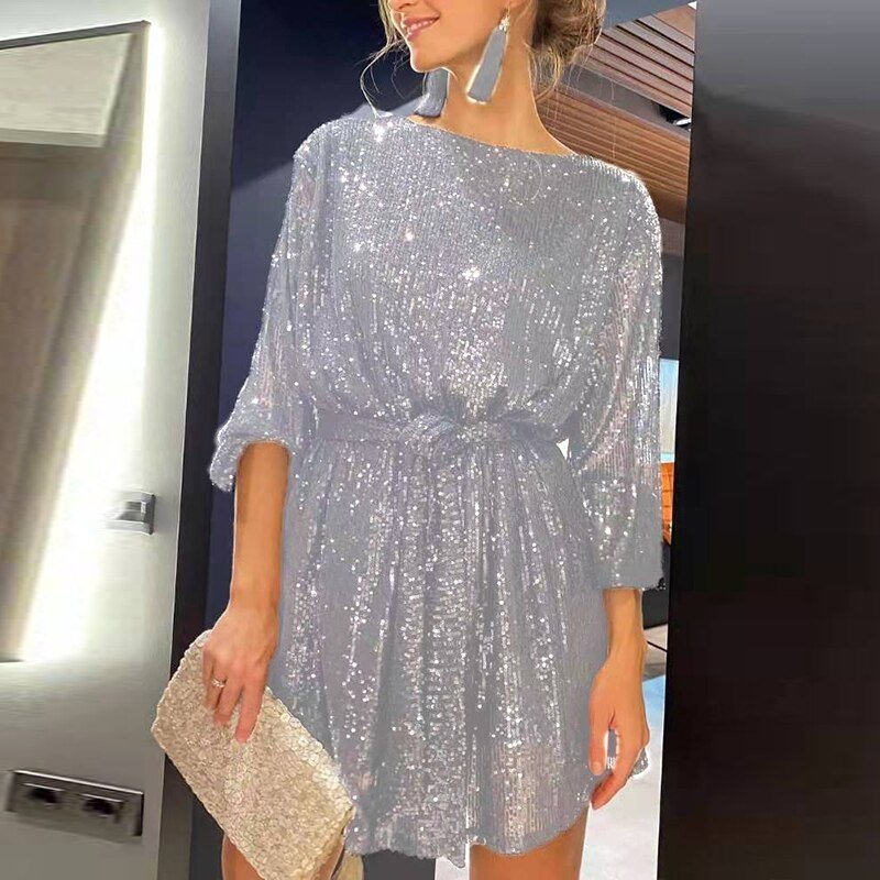 Mila | Relaxed Sequin Off-Shoulder Christmas Party Dress