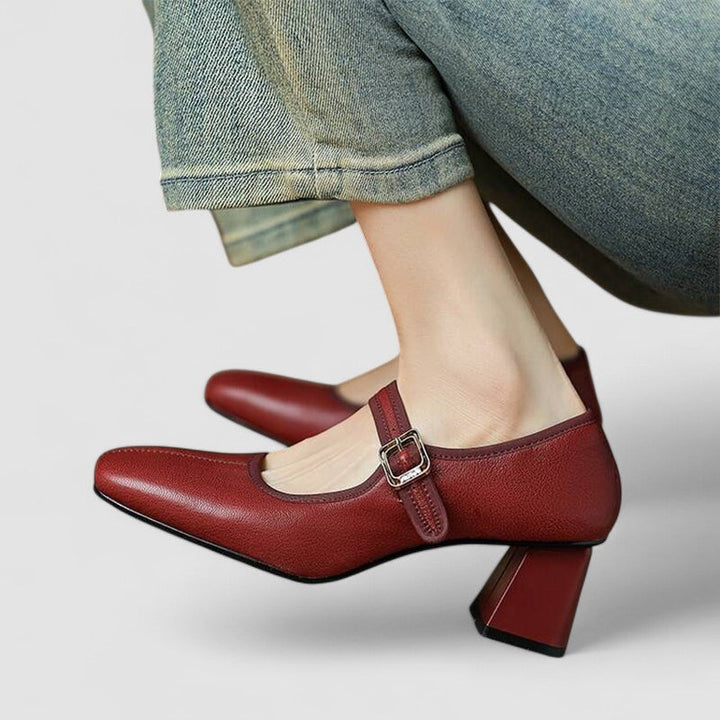 Mila | Sophisticated Square Toe Mary Jane Flats