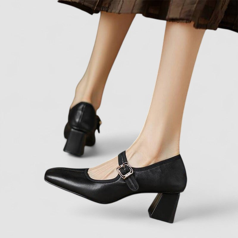 Mila | Sophisticated Square Toe Mary Jane Flats