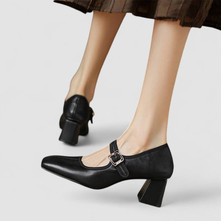Mila | Sophisticated Square Toe Mary Jane Flats