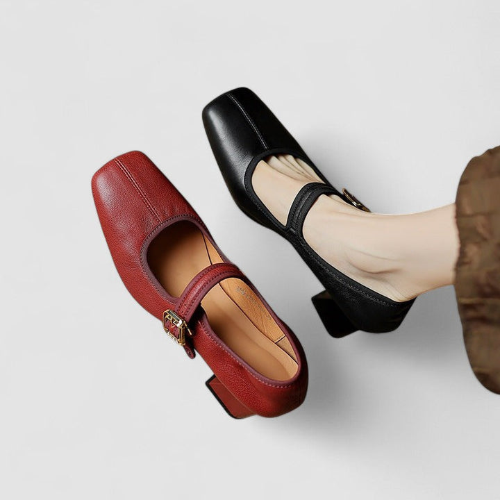 Mila | Sophisticated Square Toe Mary Jane Flats