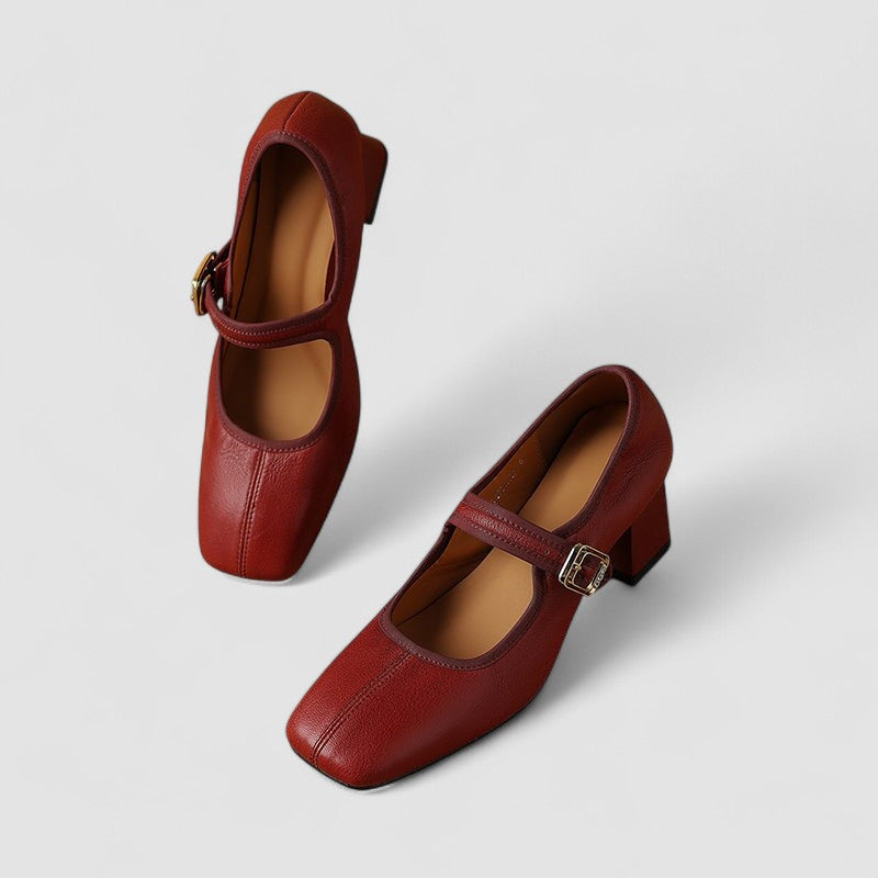Mila | Sophisticated Square Toe Mary Jane Flats