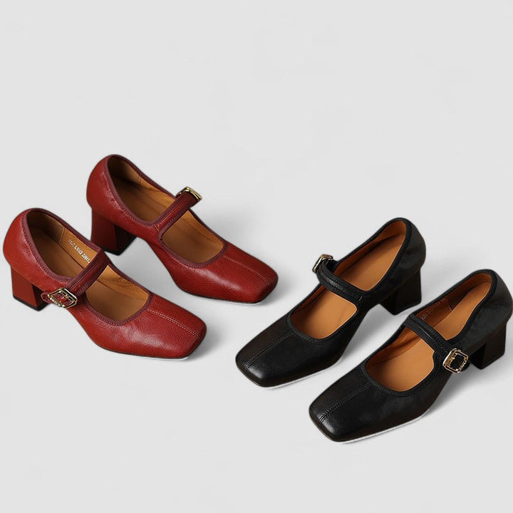 Mila | Sophisticated Square Toe Mary Jane Flats