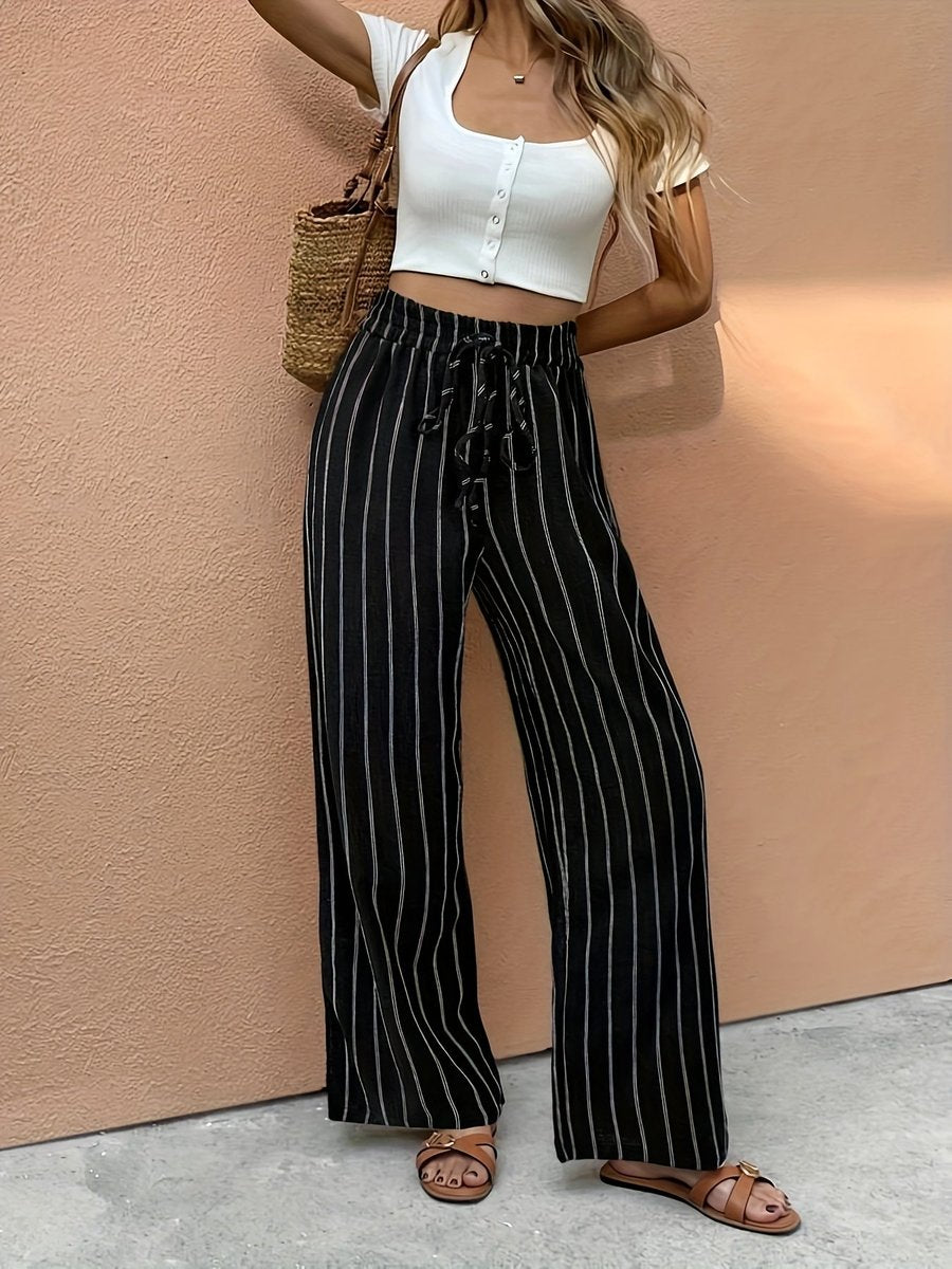 Mila | Sophisticated Striped Wide Leg Linen Pants