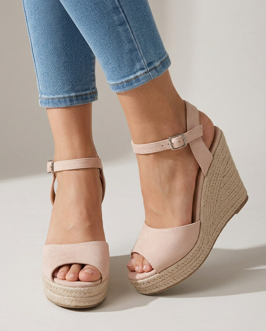Millie | Chic Braided Ankle Strap Espadrille Wedges