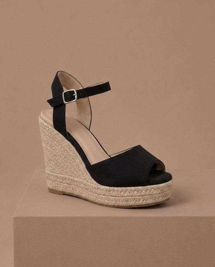 Millie | Chic Braided Ankle Strap Espadrille Wedges