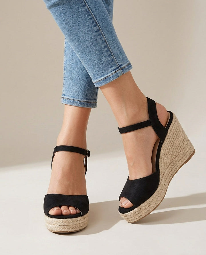 Millie | Chic Braided Ankle Strap Espadrille Wedges
