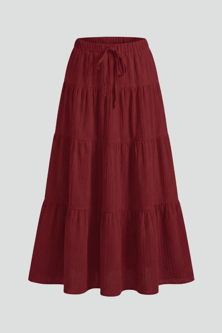 Millie | Elastic Waist Tiered A-Line Maxi Skirt