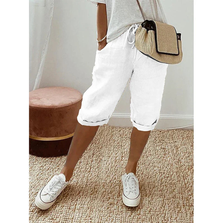 Millie | Elegant Cropped Linen Pants with Drawstring Waist