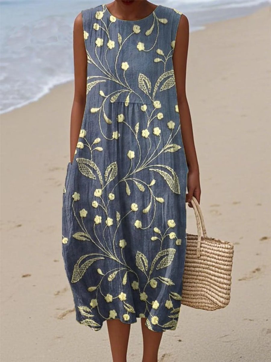 Millie | Refined Floral Sleeveless Midi Casual Dress
