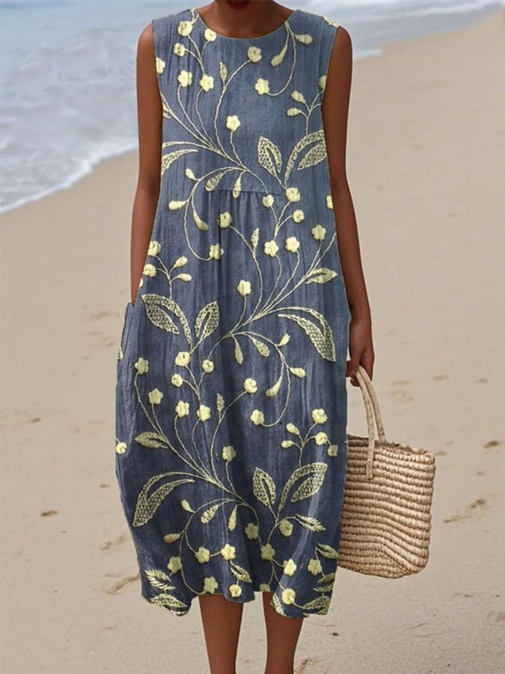 Millie | Refined Floral Sleeveless Midi Casual Dress