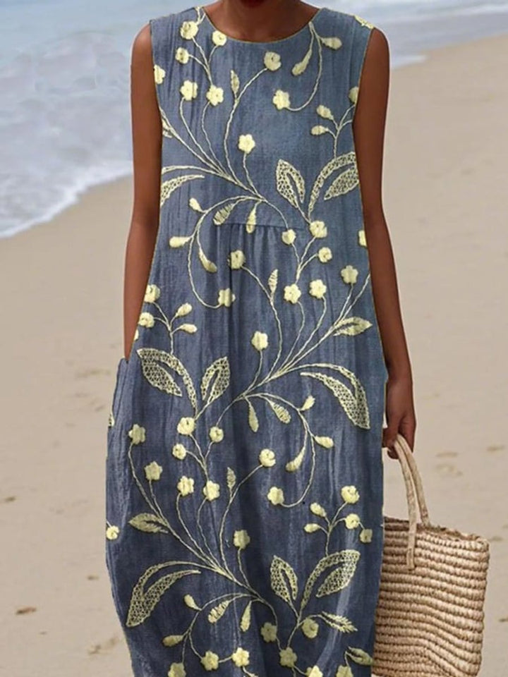 Millie | Refined Floral Sleeveless Midi Casual Dress