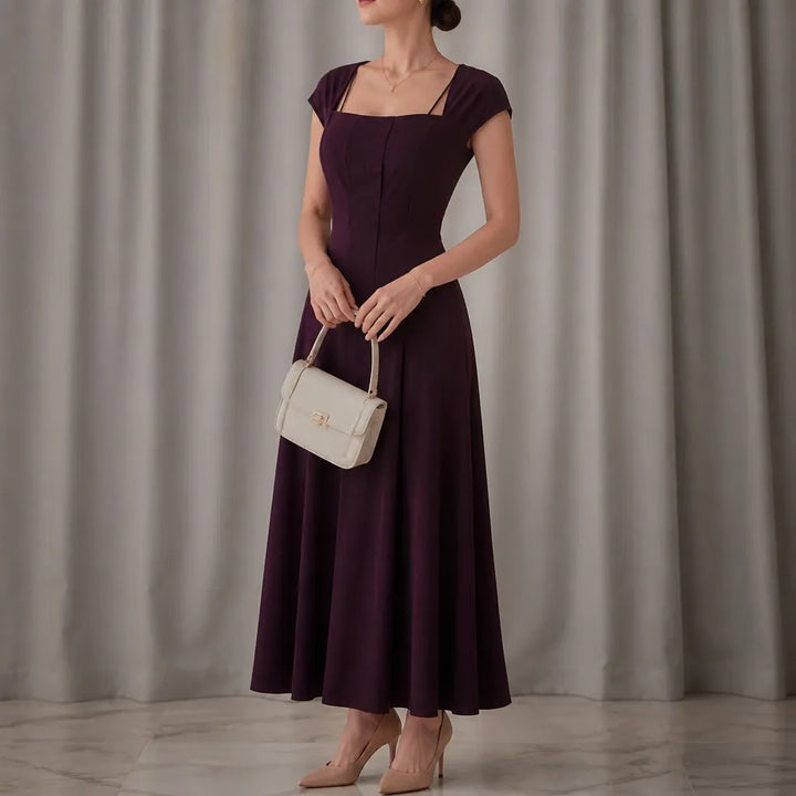 Millie | Refined Square Neck A-Line Midi Dress