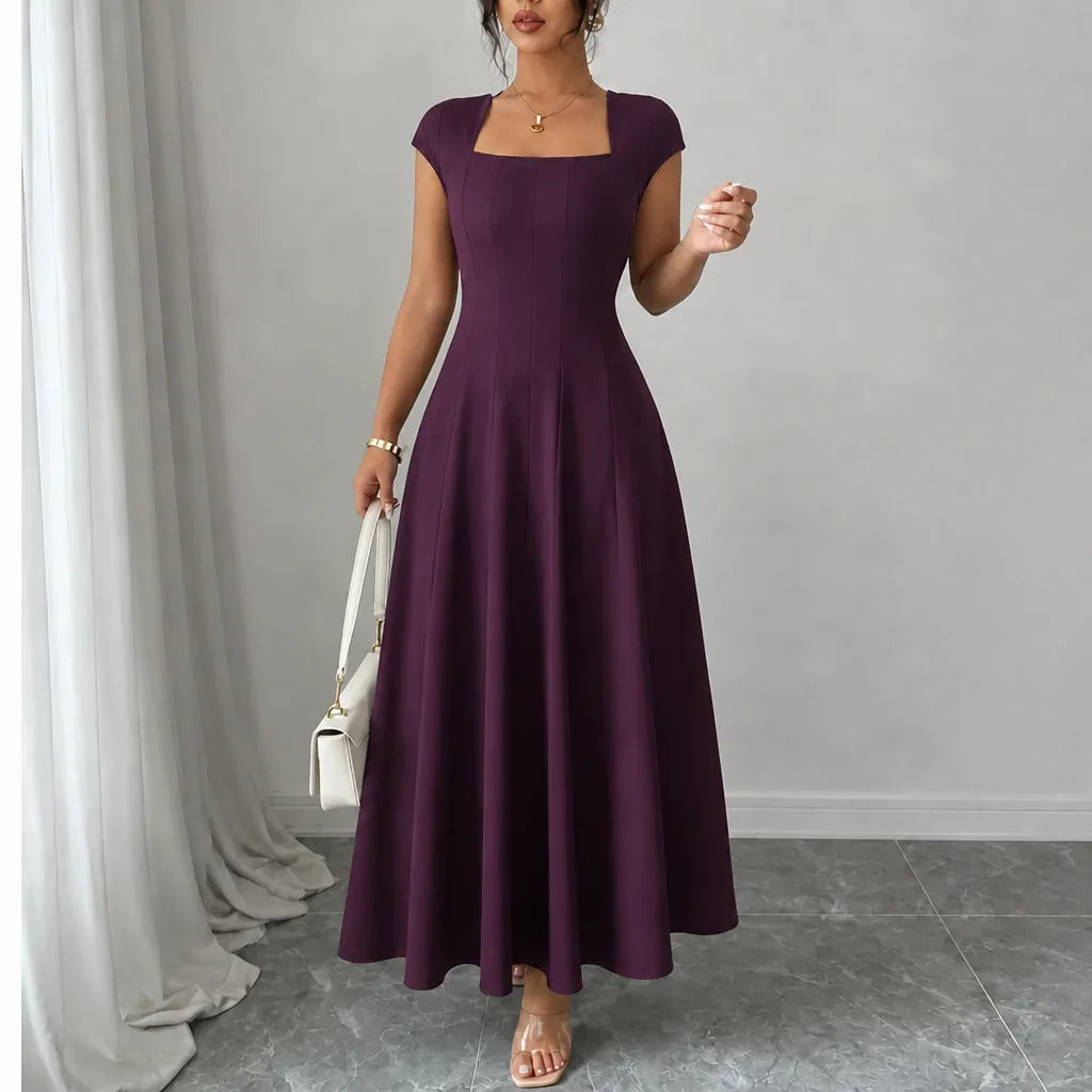 Millie | Refined Square Neck A-Line Midi Dress