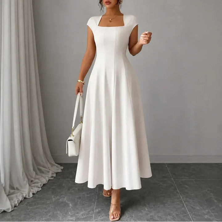 Millie | Refined Square Neck A-Line Midi Dress