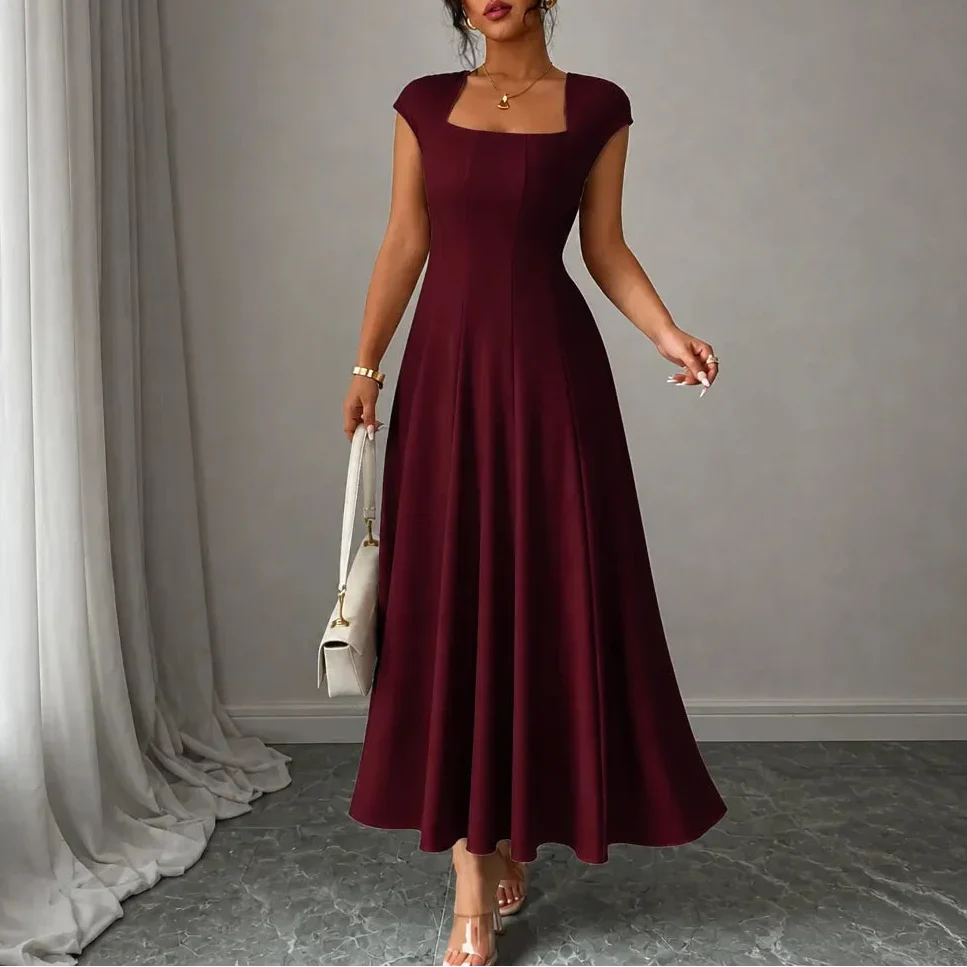 Millie | Refined Square Neck A-Line Midi Dress