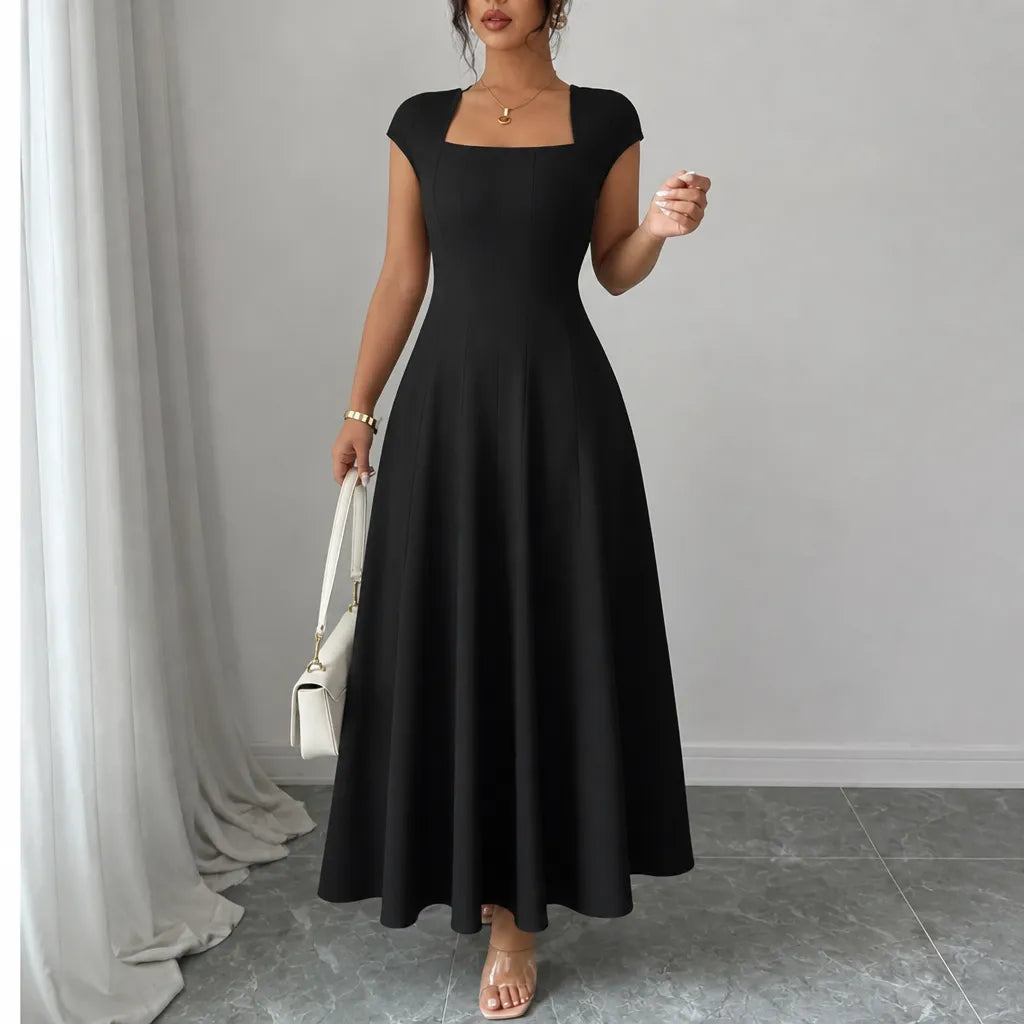 Millie | Refined Square Neck A-Line Midi Dress