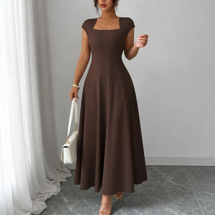 Millie | Refined Square Neck A-Line Midi Dress