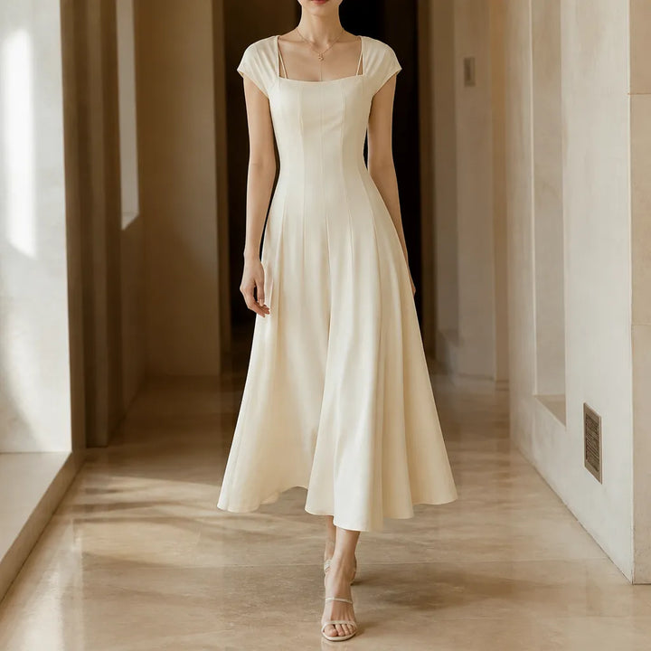 Millie | Refined Square Neck A-Line Midi Dress