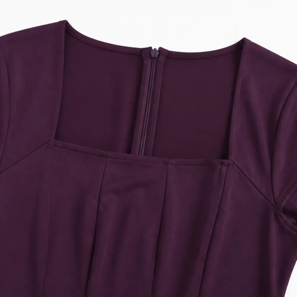 Millie | Refined Square Neck A-Line Midi Dress