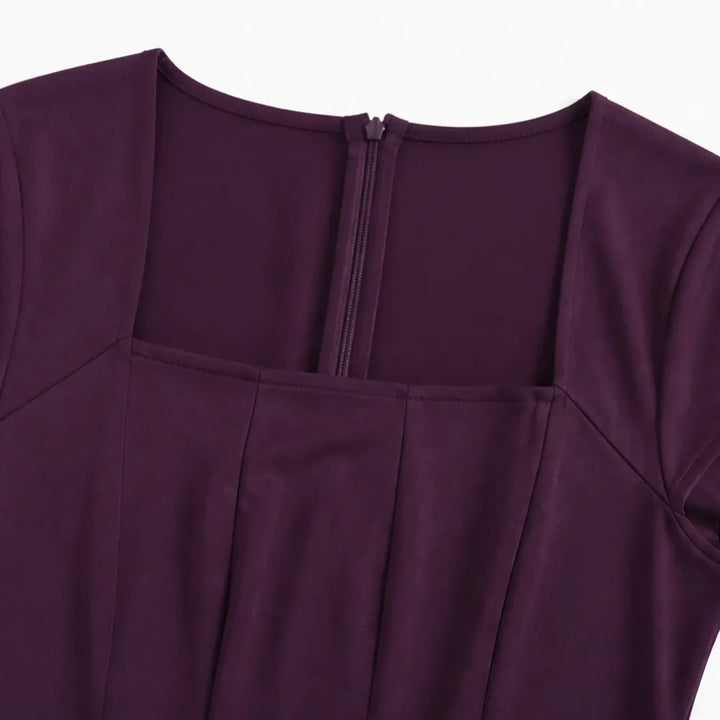 Millie | Refined Square Neck A-Line Midi Dress