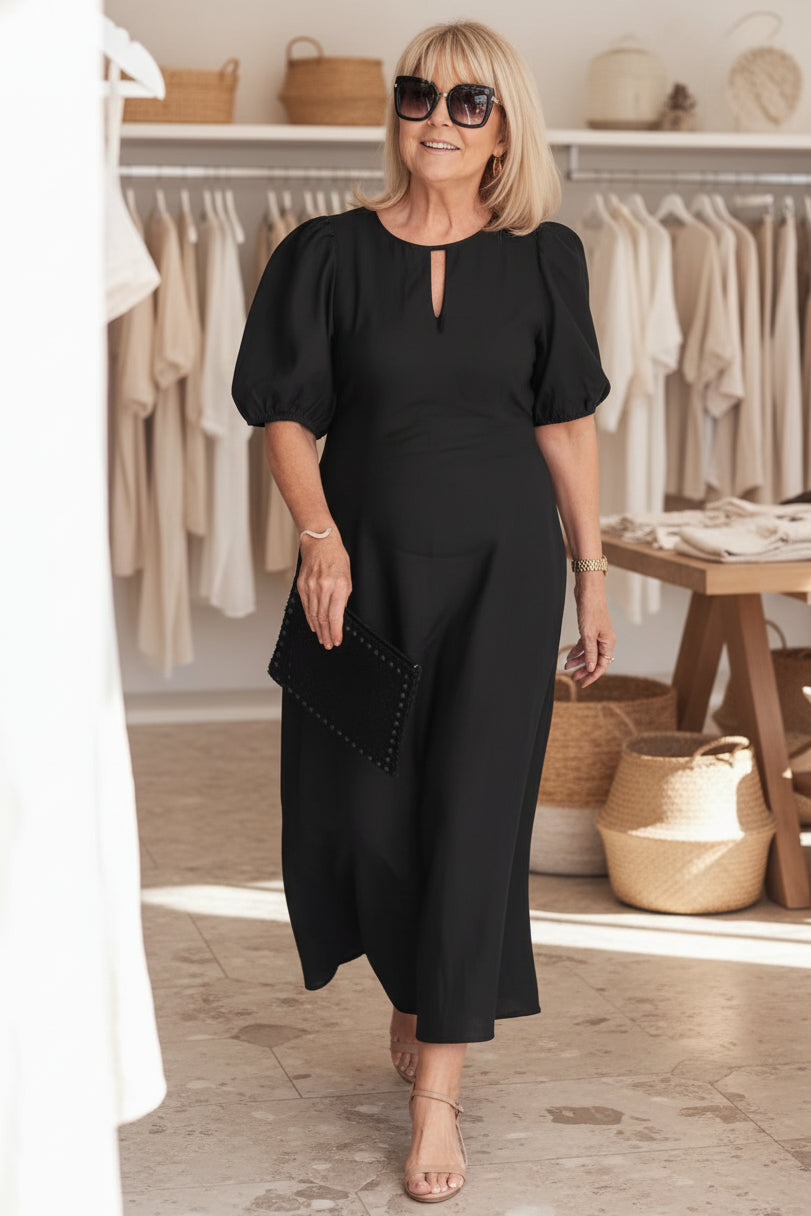 Millie | Relaxed Puff Sleeve Midi Cocktail Dress