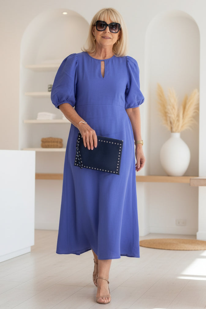 Millie | Relaxed Puff Sleeve Midi Cocktail Dress