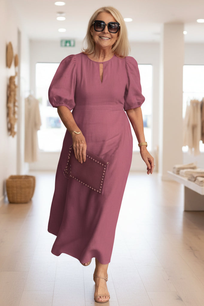 Millie | Relaxed Puff Sleeve Midi Cocktail Dress
