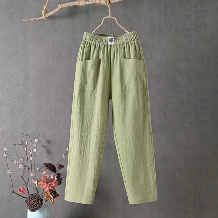 Millie | Sophisticated Elastic Waist Linen Pants with Pockets