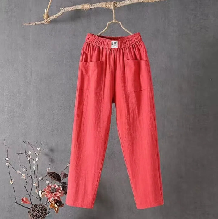 Millie | Sophisticated Elastic Waist Linen Pants with Pockets
