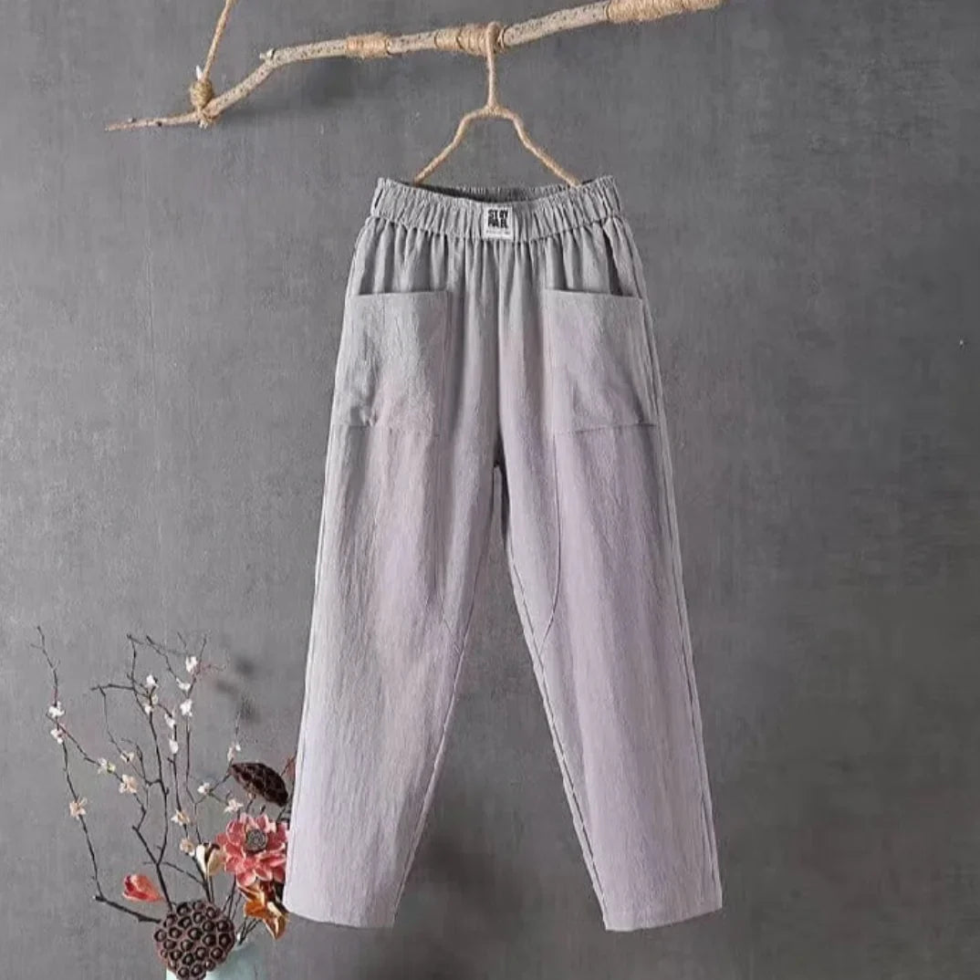Millie | Sophisticated Elastic Waist Linen Pants with Pockets