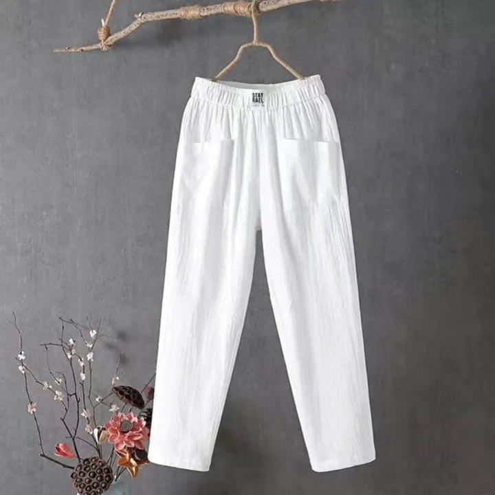 Millie | Sophisticated Elastic Waist Linen Pants with Pockets