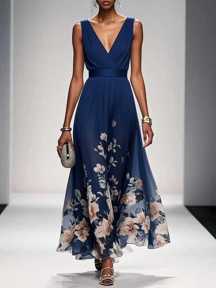Millie | Stylish Floral Print V-Neck Races Dresses